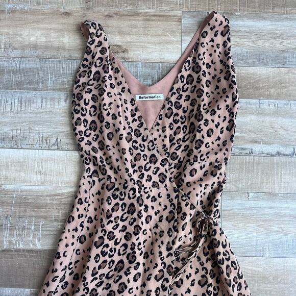 Reformation Feline Leopard Print Mini Dress Size S - Picture 3 of 5